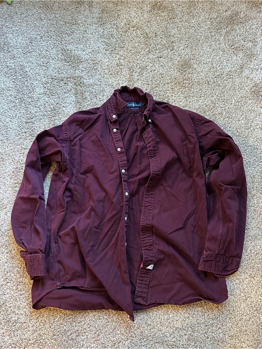 Ralph Lauren Men's Long-Sleeve Button-Down Shirt in Burgundy